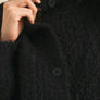 Round-neck Button Front Sweater Cardigan in Black