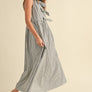 Stripe Fabric with Bow Tie Front Dress