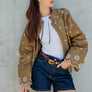 Embroidered Detail Zip-Up Jacket
