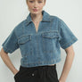 Denim Crop Top with Pocket by Aaron & Amber