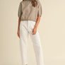 Short Sleeve Sweater Top in Black