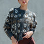 Fuzzy Nordic Floral Diamond Knit Cardigan