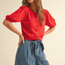 Puff Short Sleeve Button Down Knit Cardigan