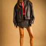 Faux Leather Wrap Skort