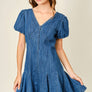 Puff Sleeve Denim Mini Dress by Aaron & Amber