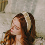 Topknot Checker Raffia Crochet Headband In Tan