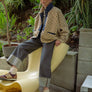 Button Front Pattern Sherpa Jacket