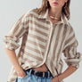 Vertical and Horizontal Striped Shirt by Urban Daizy