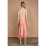 Dull Satin Lace Hem Pencil Skirt
