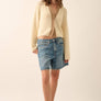 Ribbed Knit Contrast Cardigan Sweater