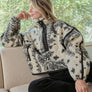 Floral Sherpa Fleece Half-Zip Pullover Jacket