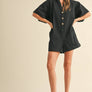 Cotton Romper with Button Front