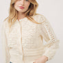 Mix Media Long Sleeve Cardigan in Cream by Aaron & Amber