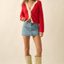 Ribbed Knit Contrast Cardigan Sweater