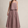 Striped Linen Blend Midi Skirt