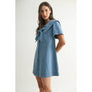 Stylish Denim Dress with Embroidery Cherries