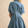 Chambray Denim Button Front with Pleat Detail Dress