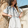 Denim Embroidered Blouse and Shorts Set