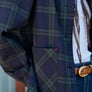 Navy Plaid Button Front Pocket Jacket
