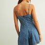 Paneled Washed Denim Romper