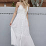 Lace Trim Button-Down Maxi Dress