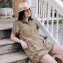 Olive Bandana Getaway Mini Dress by Sunshine Tienda