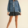Stitch Detail Ruffled Denim Jacket