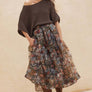 Floral-Print Organza Pleated Midi Skirt