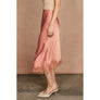 Dull Satin Lace Hem Pencil Skirt