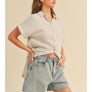 Textured Button Down Shirt in Stone