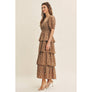 Victorian Floral Smocked Maxi Dress with Puff Sleeves and Ruffles