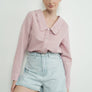 Checked Ruffle Edge Collar Buttondown Blouse by Aaron & Amber