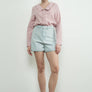 Checked Ruffle Edge Collar Buttondown Blouse by Aaron & Amber