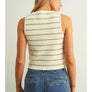 Metal Button Detail Stripe Pattern Knitted Vest