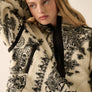Floral Sherpa Fleece Half-Zip Pullover Jacket