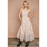 Floral Polka Dot Lace Trim Tiered Maxi Dress