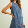 Sleeveless Button Front True Denim Dress