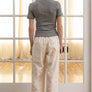 Eyelet Embroidered Wide-Leg Pants