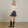 Western Embroidered Jacket with Corduroy Collar