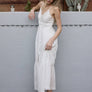 Lace Trim Button-Down Maxi Dress