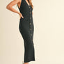 Buttondown Ribbed Knitted Long Dress