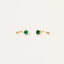 CZ Huggie Earrings in Emerald