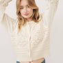 Mix Media Long Sleeve Cardigan in Cream by Aaron & Amber
