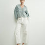 Denim Embroidery Volume Sleeve Blouse Top by Aaron & Amber