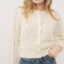 Mix Media Long Sleeve Cardigan in Cream by Aaron & Amber