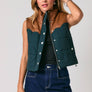 Western Contrast Faux Leather Padded Vest by le lis