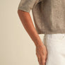 Short Sleeve Sweater Top in Black