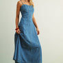 Paneled Maxi Washed Denim Dress