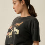 Painted Horses Vintage-Wash Cropped Graphic Tee