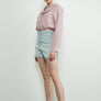Checked Ruffle Edge Collar Buttondown Blouse by Aaron & Amber
